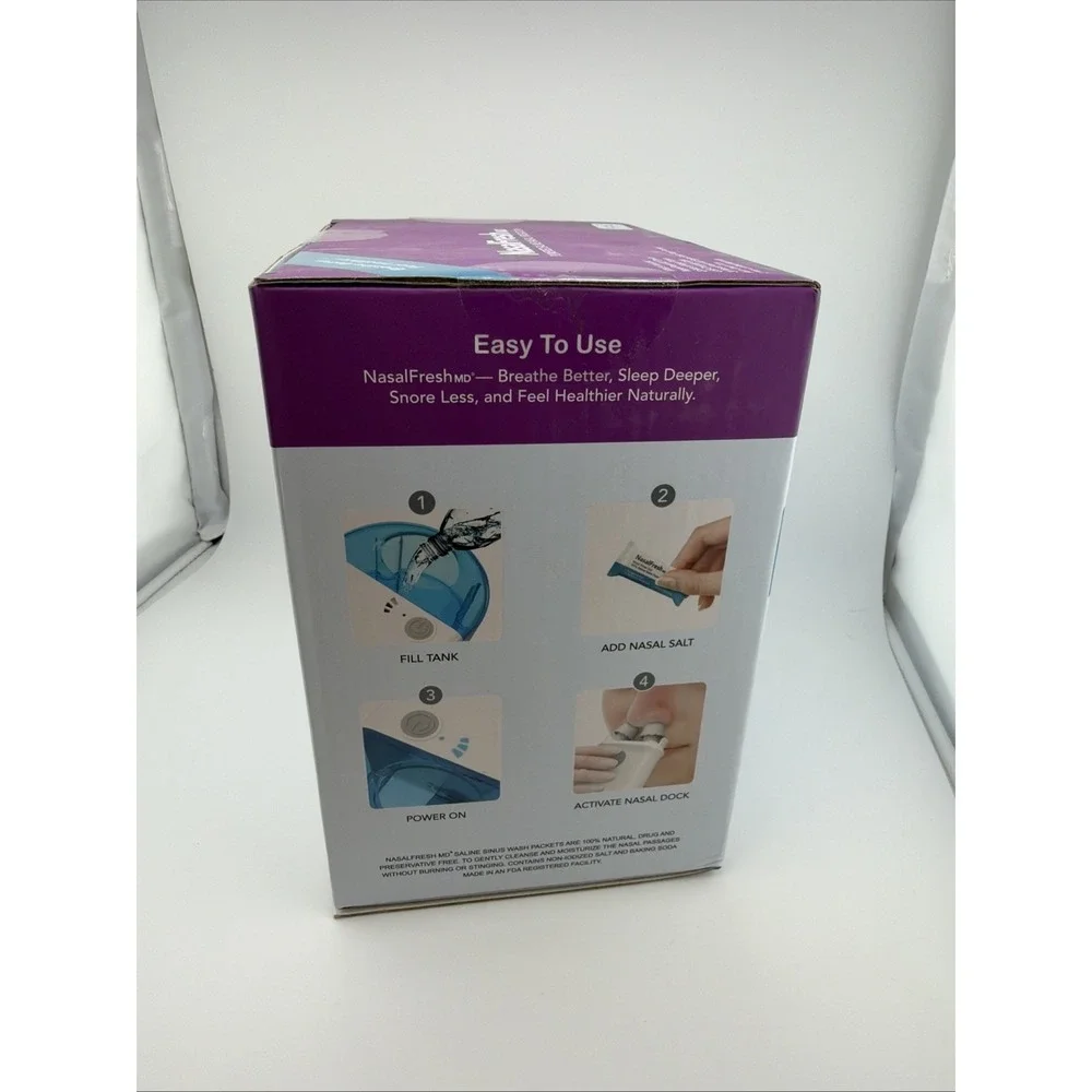 NasalFresh MD Powered Saline Nasal Irrigation Device w/‎ Saline Packets New